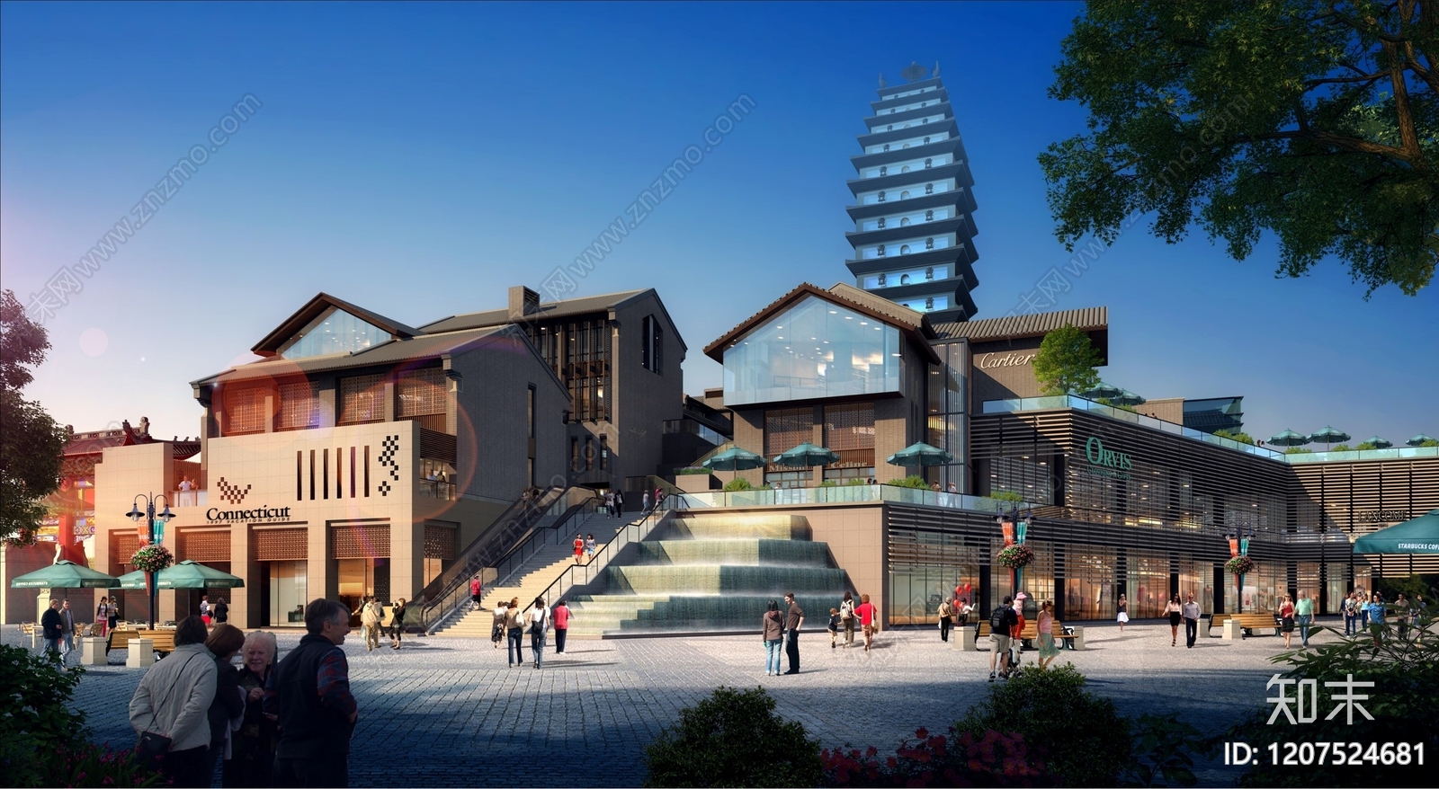 新中式现代商业街cad施工图下载【ID:1207524681】