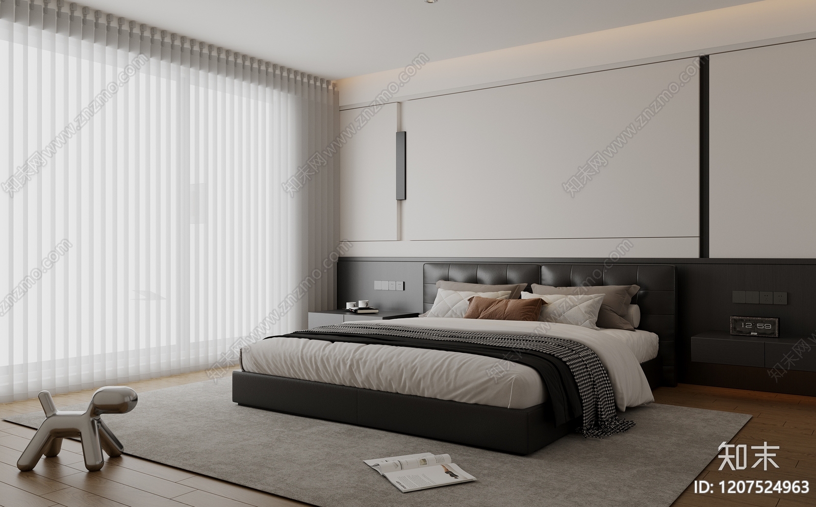 现代极简家居卧室SU模型下载【ID:1207524963】