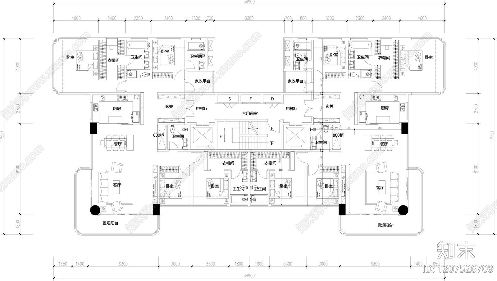 现代住宅楼建筑施工图下载【ID:1207526708】_知末案例馆