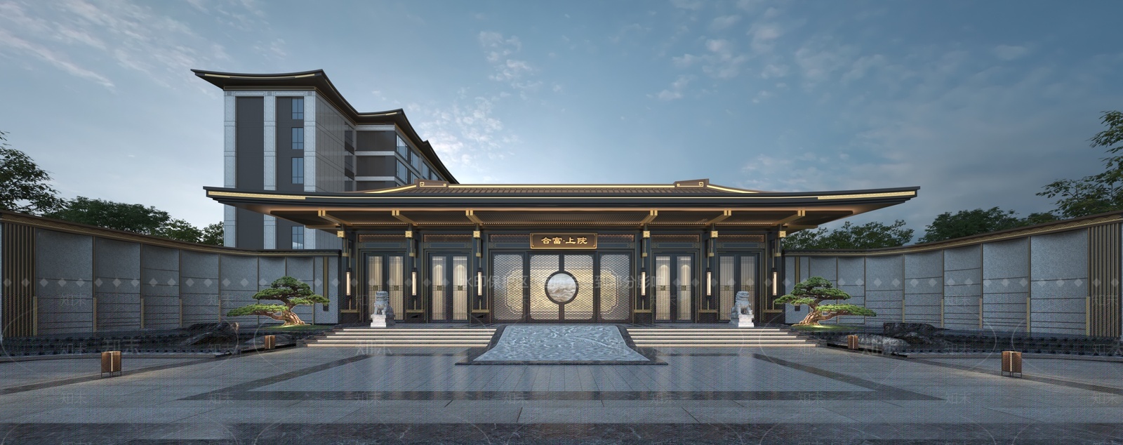 新中式入口大门3D模型下载【ID:1207528436】