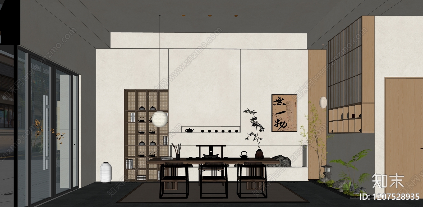 新中式茶馆SU模型下载【ID:1207528935】