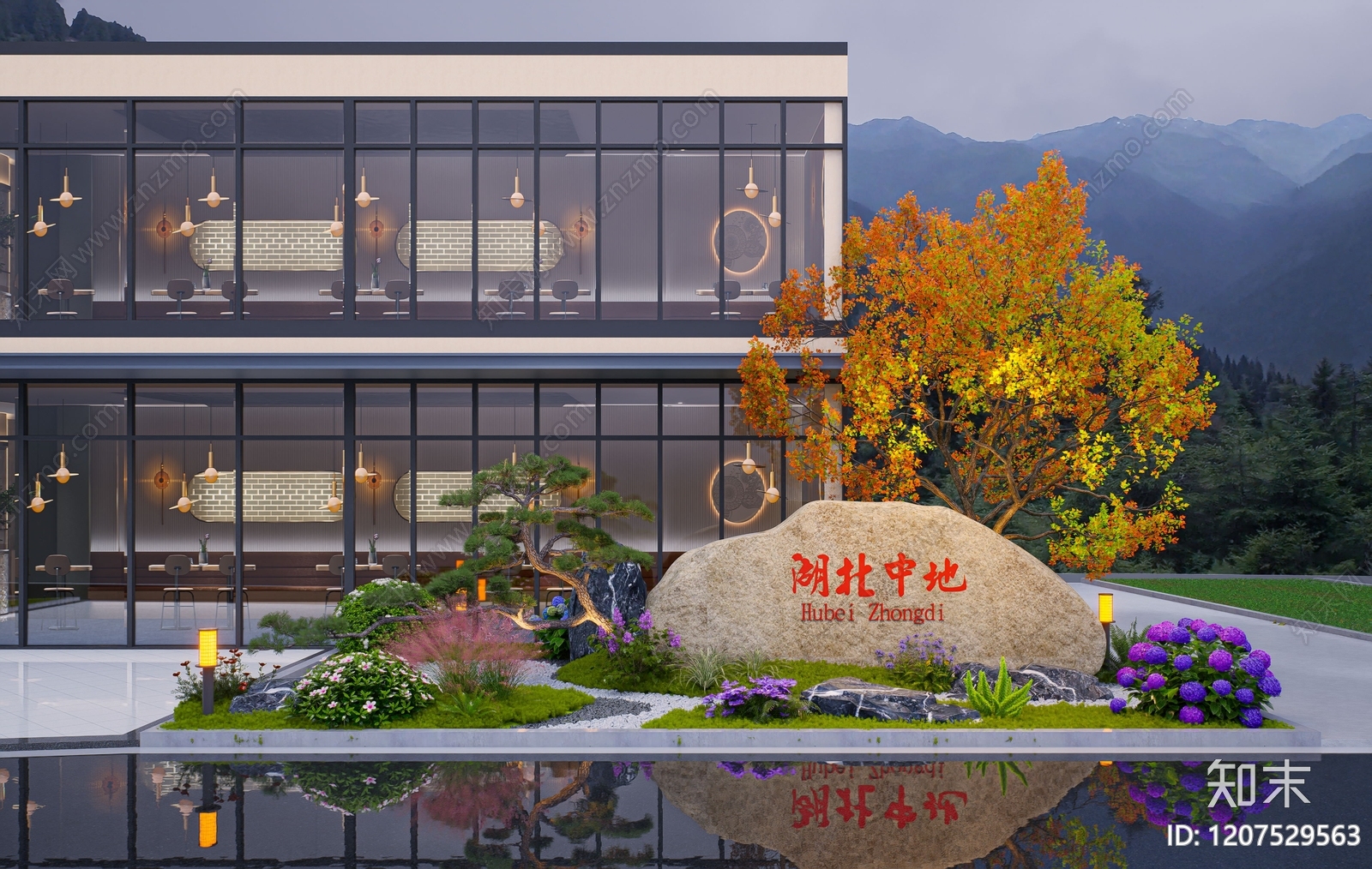 禅意中式办公园区景观SU模型下载【ID:1207529563】