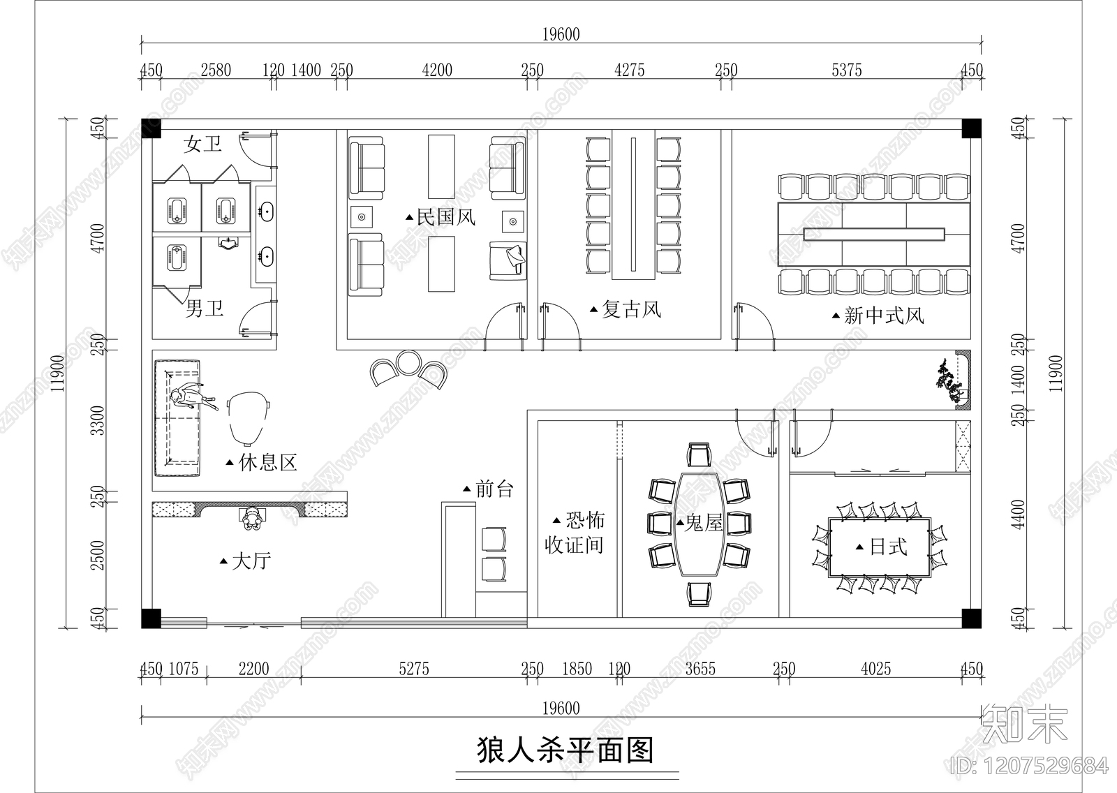 复古意式其他休闲娱乐空间cad施工图下载【ID:1207529684】