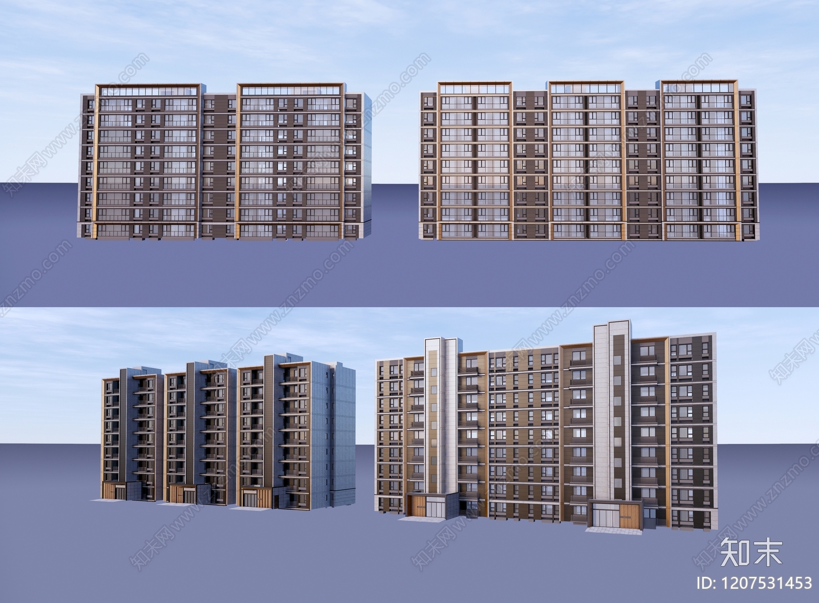 现代小高层住宅楼SU模型草图