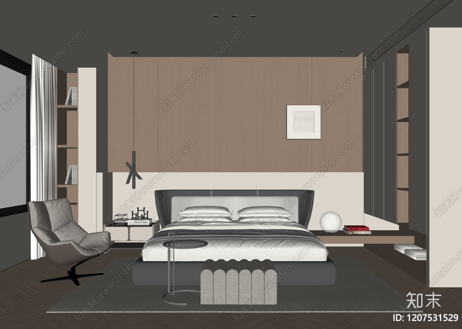 现代家居卧室SU模型下载【ID:1207531529】