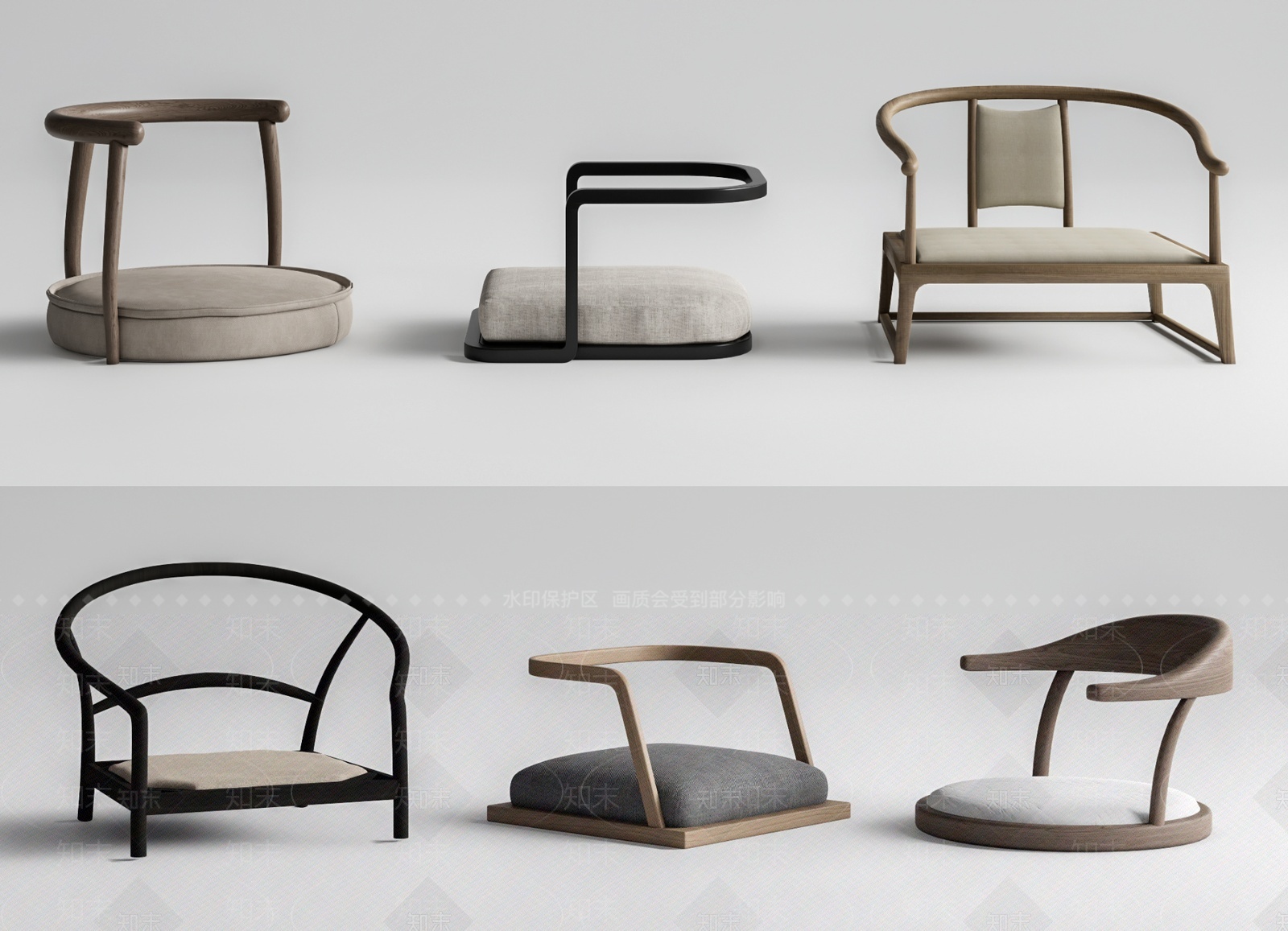 日式榻榻米茶椅组合3D模型下载【ID:1207532917】