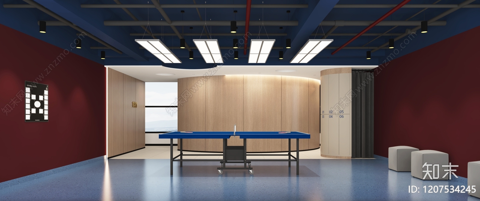 现代乒乓球室3D模型下载【ID:1207534245】