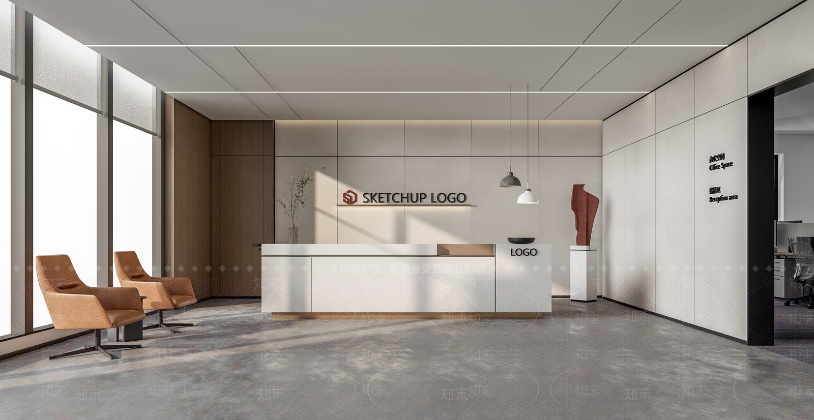 现代办公室前台SU模型下载【ID:1207535069】