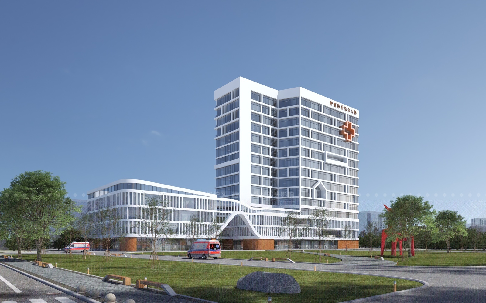 现代医院综合楼3D模型下载【ID:1207535049】