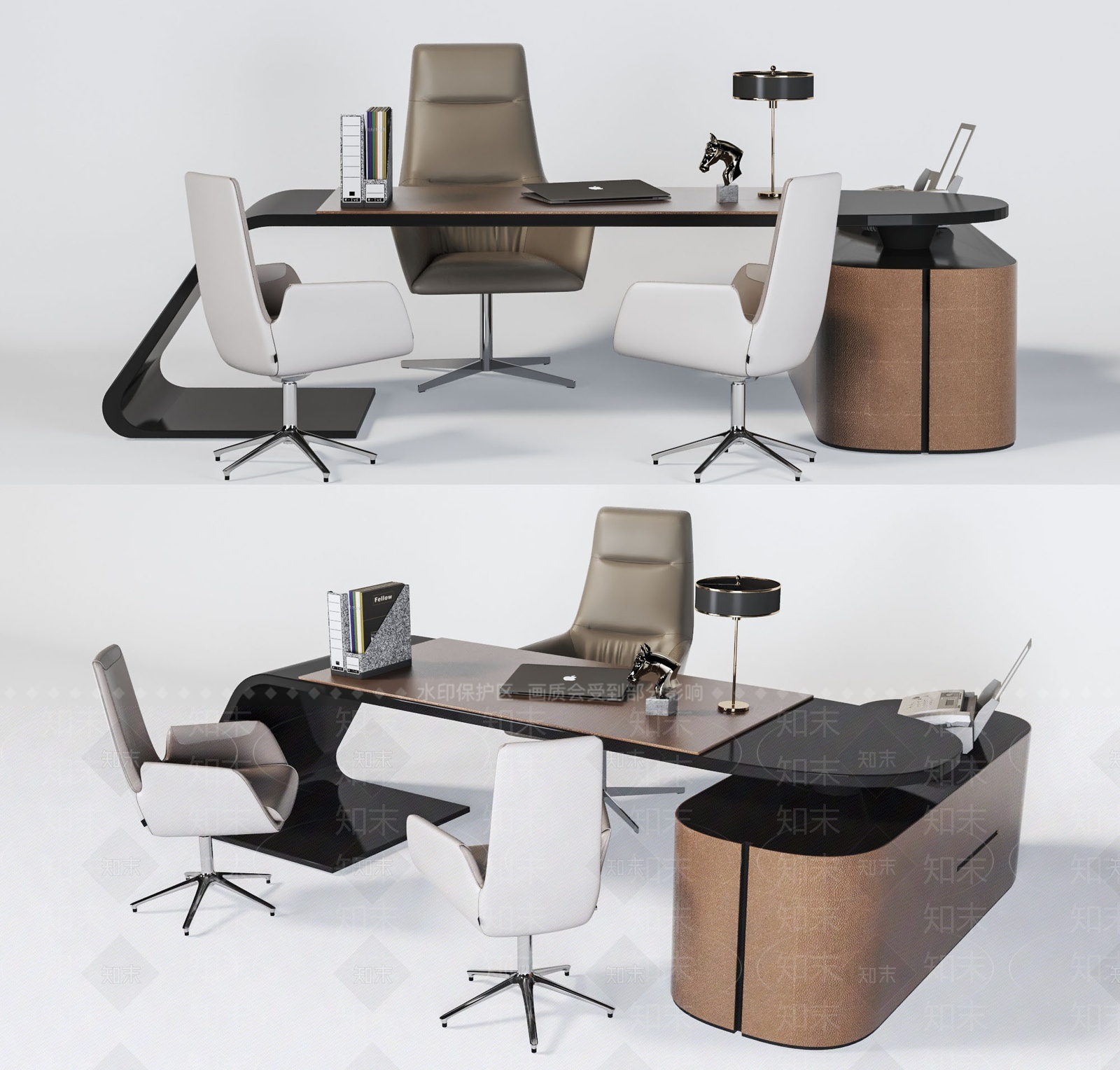 现代办公桌椅组合3D模型下载【ID:1207535390】