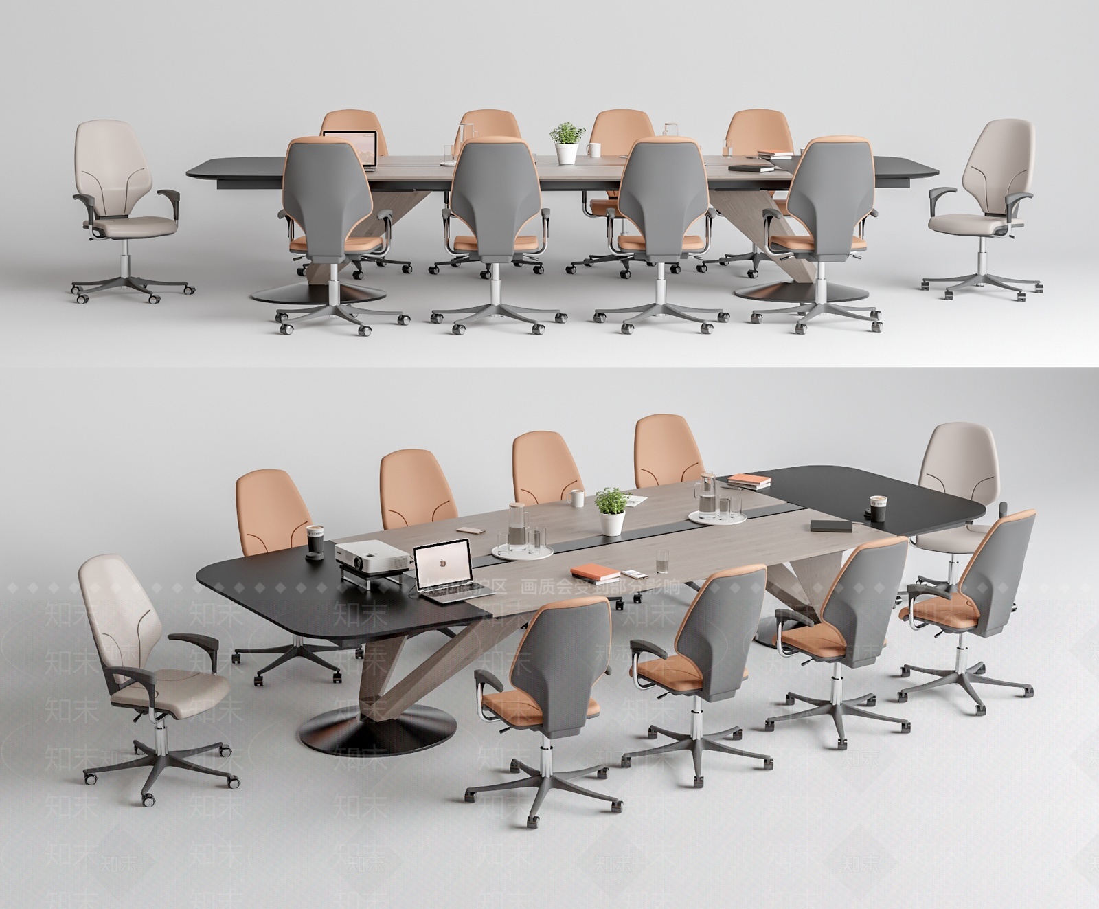 现代会议桌椅组合3D模型下载【ID:1207535354】