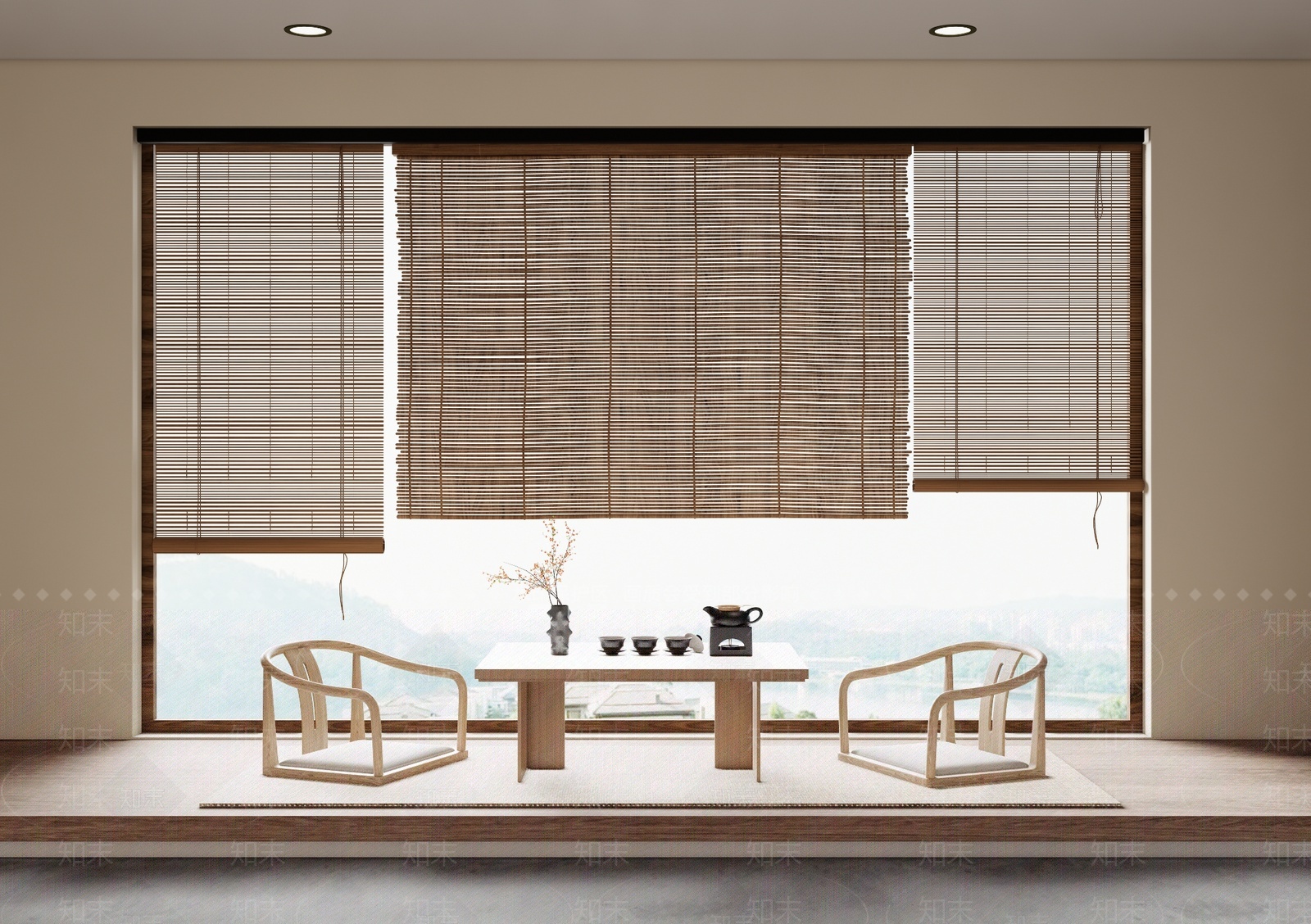 新中式竹帘卷帘3D模型下载【ID:1207535379】