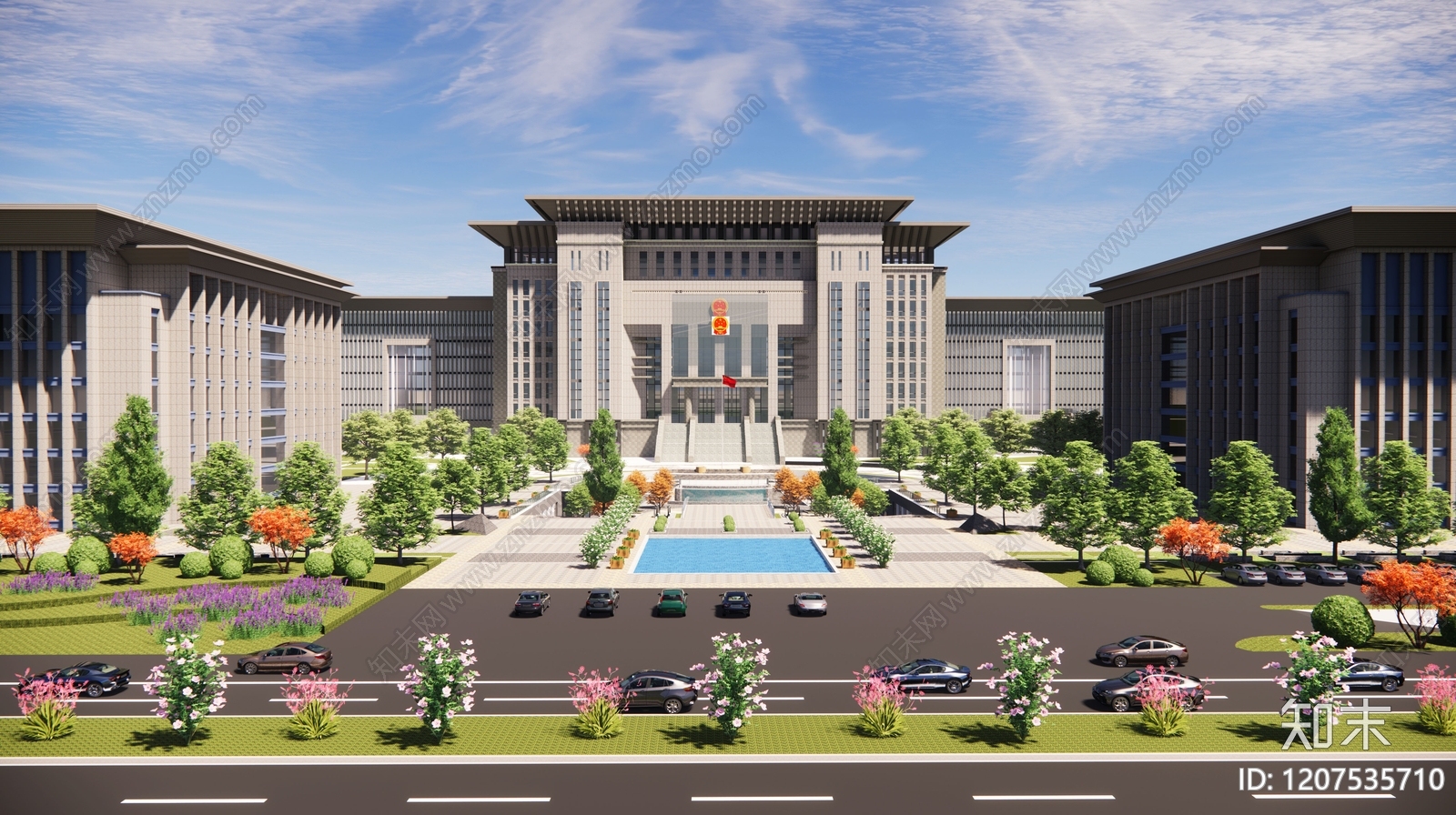 现代新中式政府办公楼SU模型下载【ID:1207535710】