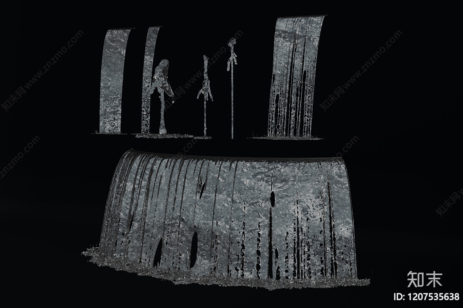 现代喷泉3D模型下载【ID:1207535638】