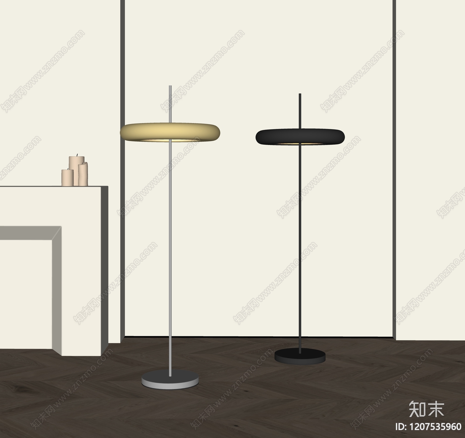 现代奶油落地灯SU模型下载【ID:1207535960】