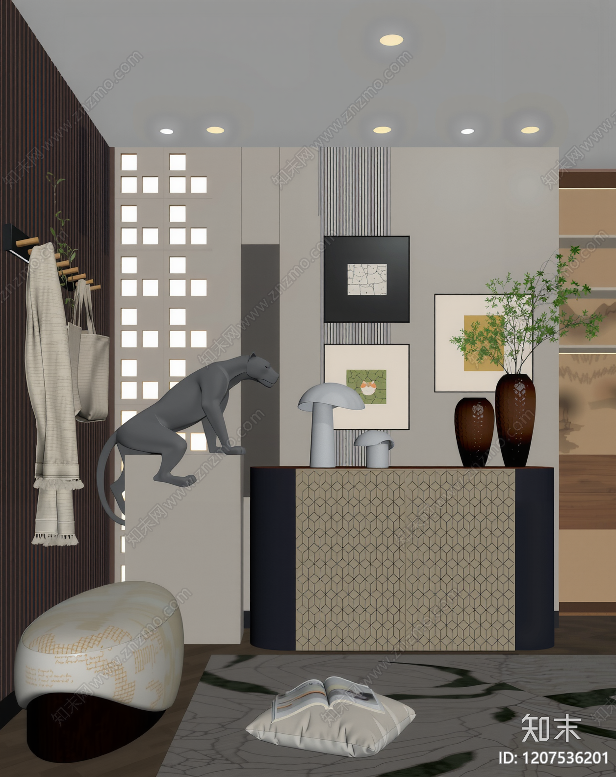 现代轻奢玄关SU模型下载【ID:1207536201】
