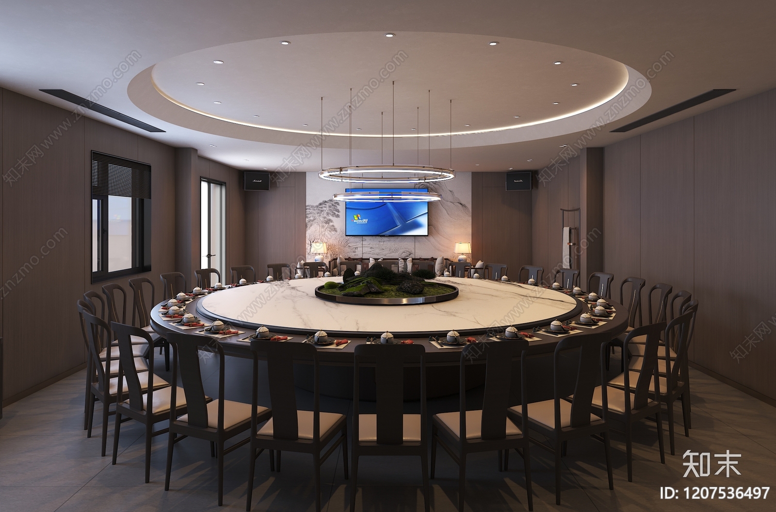 新中式现代中餐厅3D模型下载【ID:1207536497】