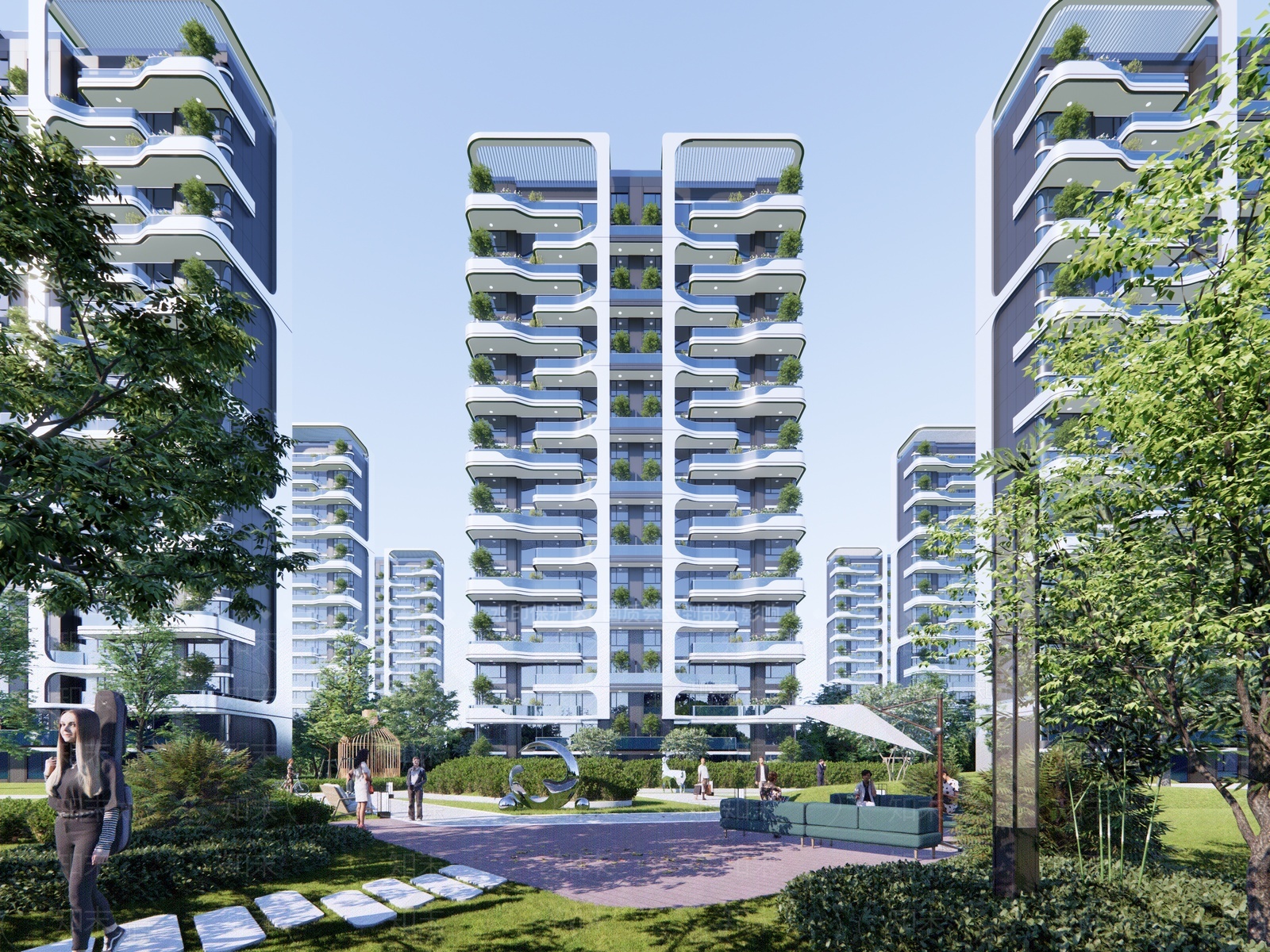 现代简约高层住宅SU模型下载【ID:1207536858】
