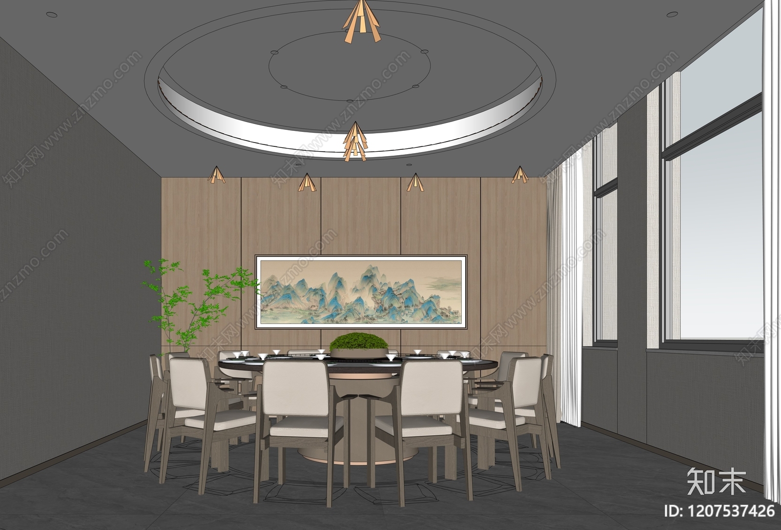 现代新中式包厢SU模型下载【ID:1207537426】