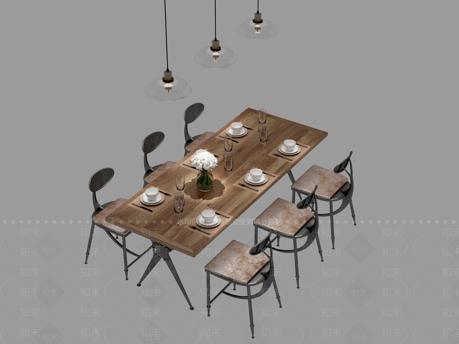 工业餐桌椅3D模型下载【ID:1207540119】