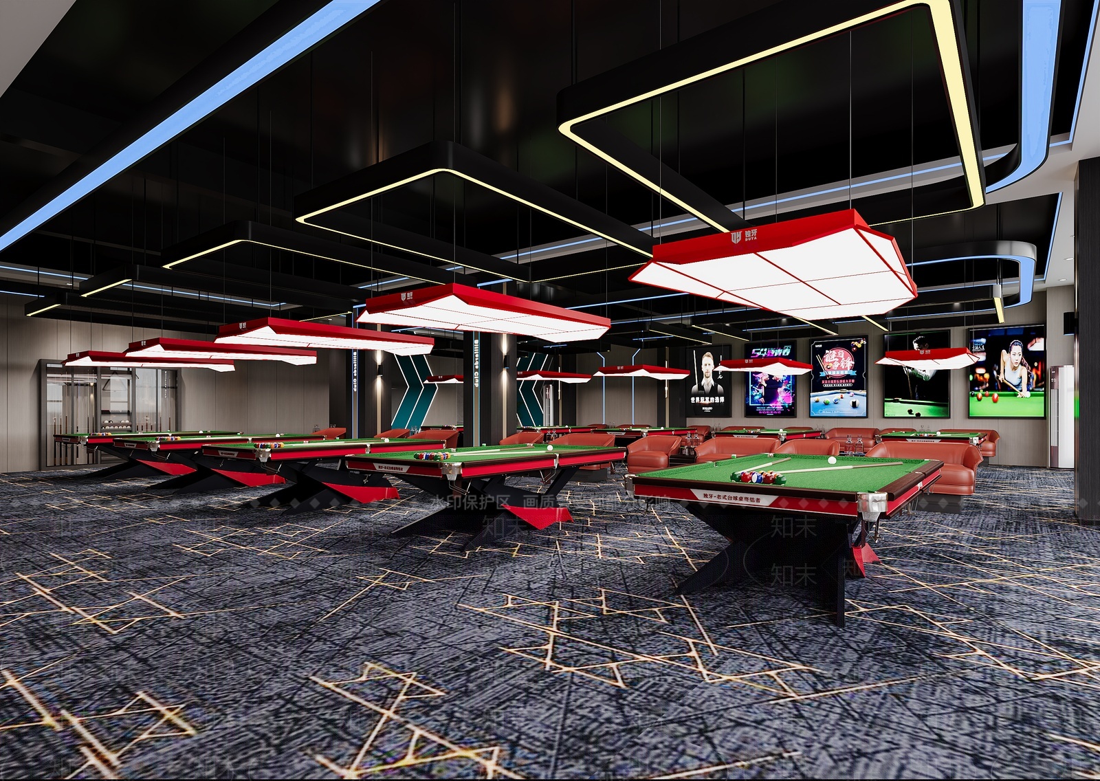 现代台球室3D模型下载【ID:1207542121】