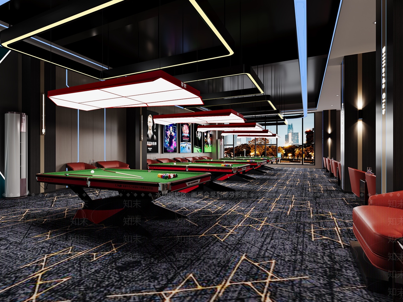 现代台球室3D模型下载【ID:1207542121】
