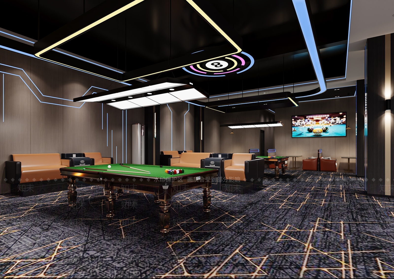 现代台球室3D模型下载【ID:1207542121】