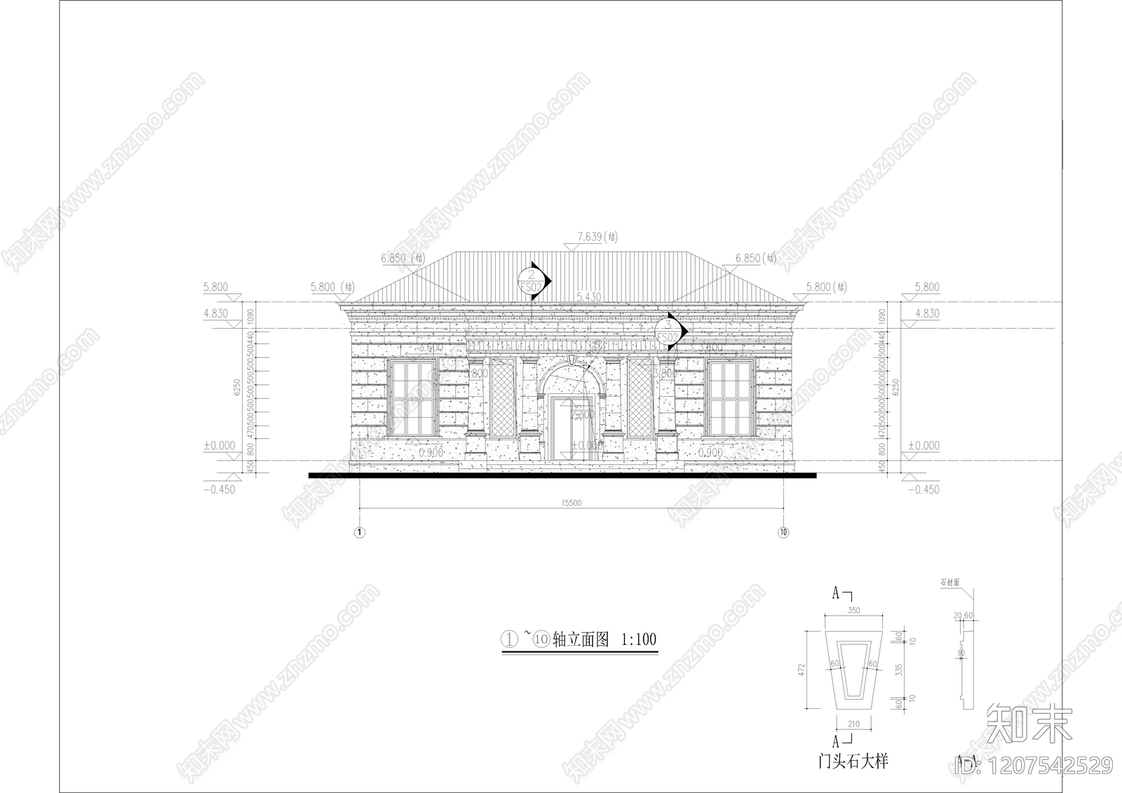 法式建筑综合节点cad施工图下载【ID:1207542529】