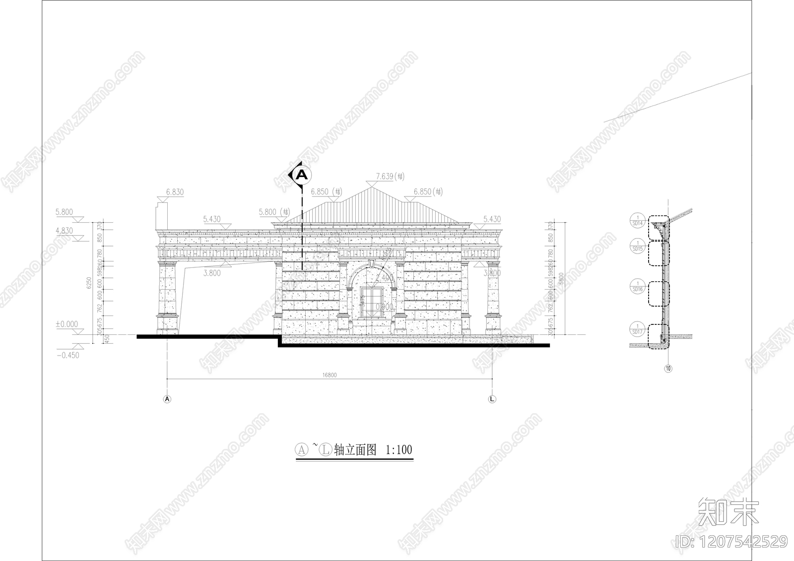 法式建筑综合节点cad施工图下载【ID:1207542529】