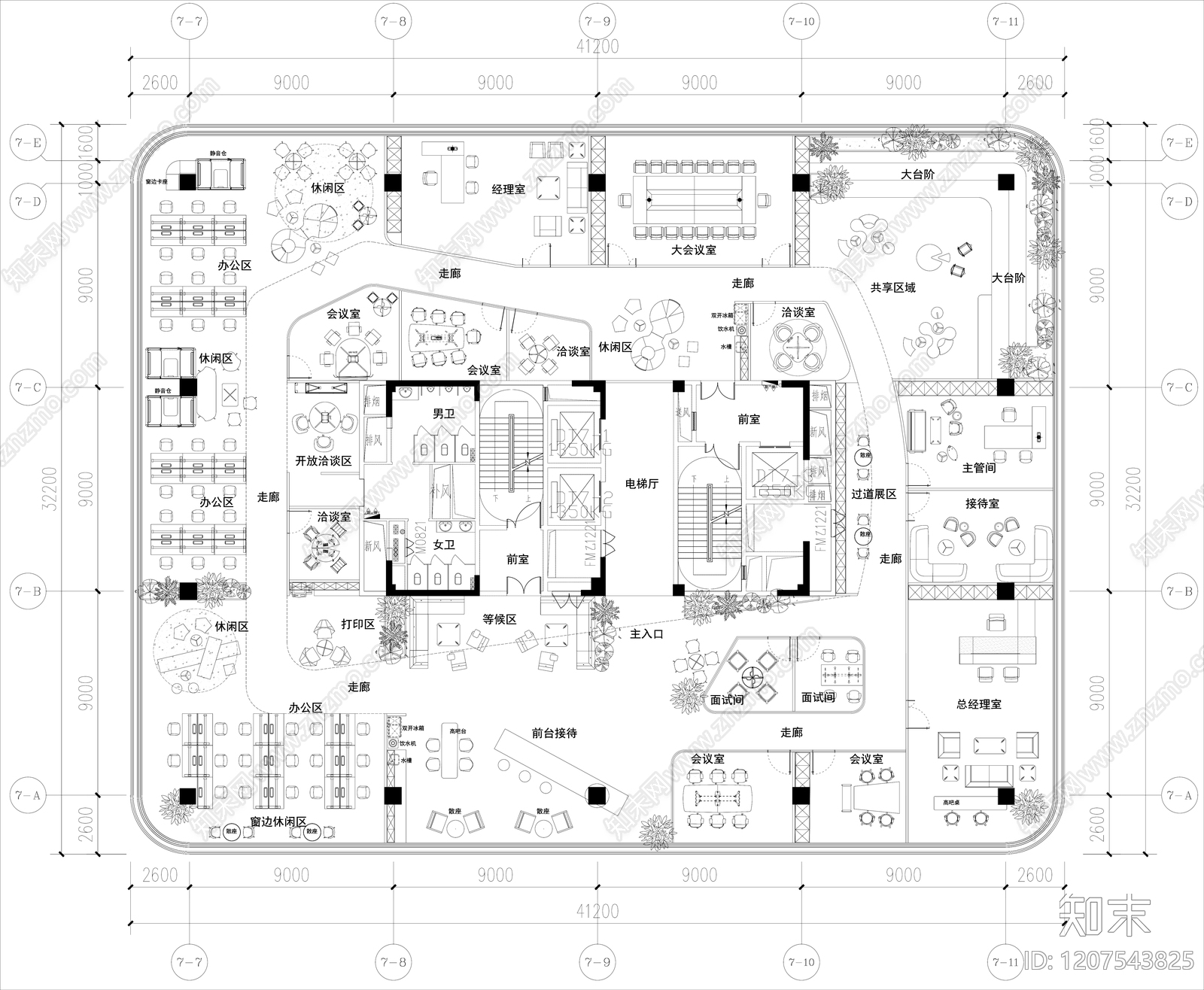 现代整体办公空间cad施工图下载【ID:1207543825】