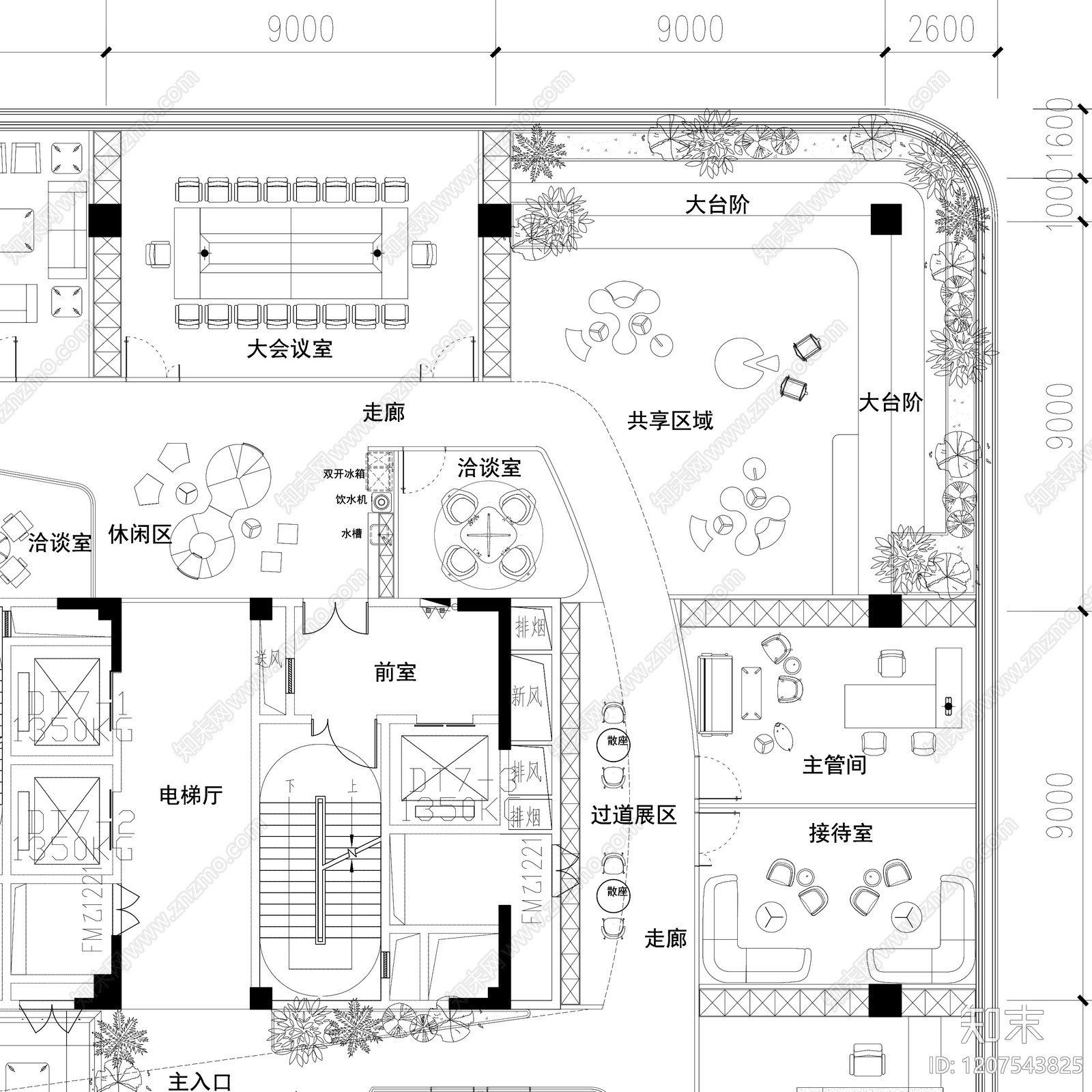现代整体办公空间cad施工图下载【ID:1207543825】