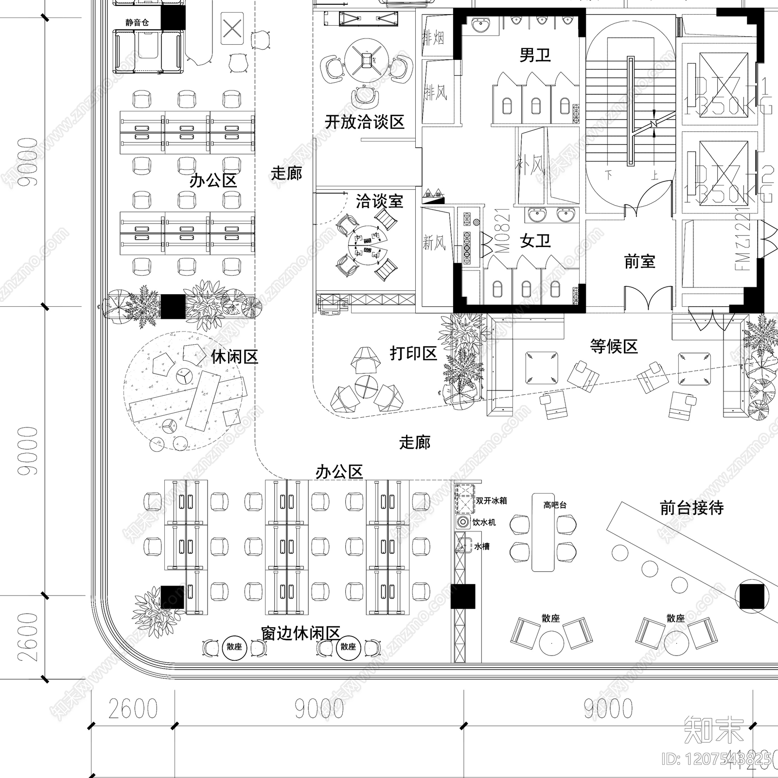 现代整体办公空间cad施工图下载【ID:1207543825】