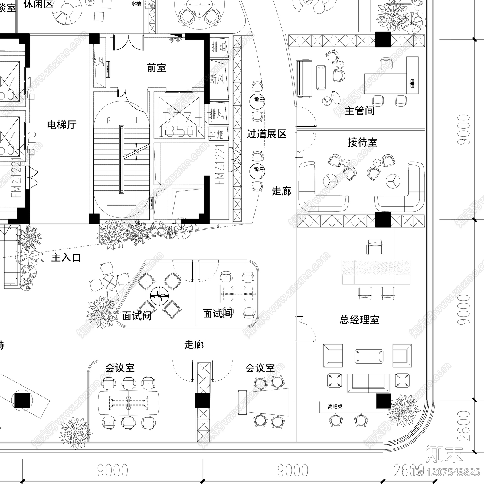 现代整体办公空间cad施工图下载【ID:1207543825】