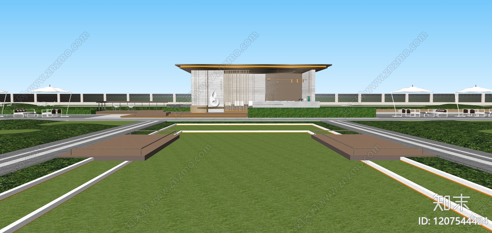 现代小区景观SU模型下载【ID:1207544424】