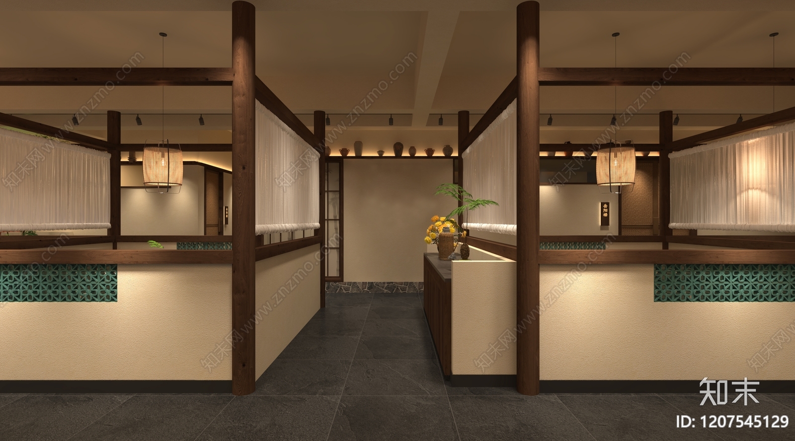 中式简约中餐厅3D模型下载【ID:1207545129】