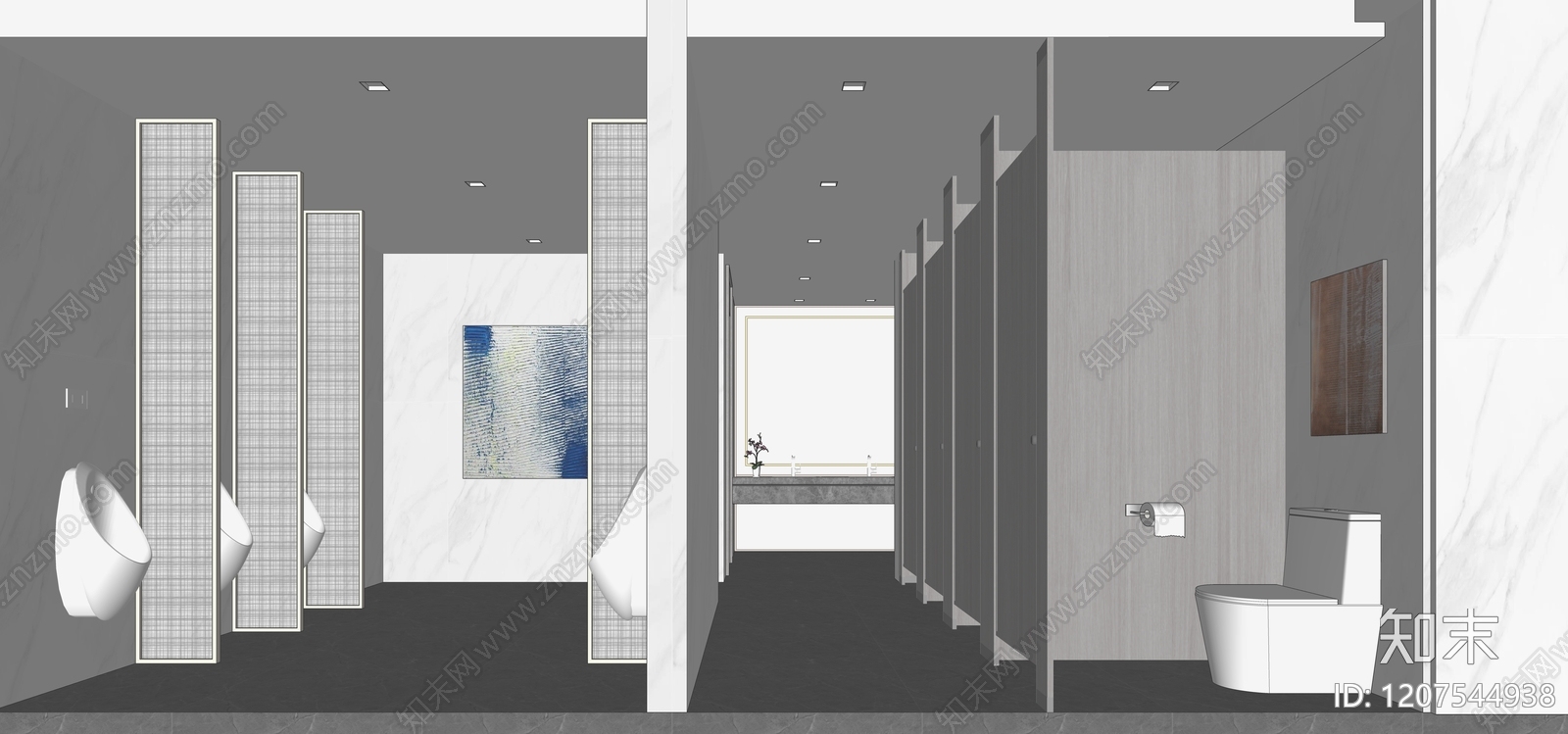 现代公共卫生间SU模型下载【ID:1207544938】