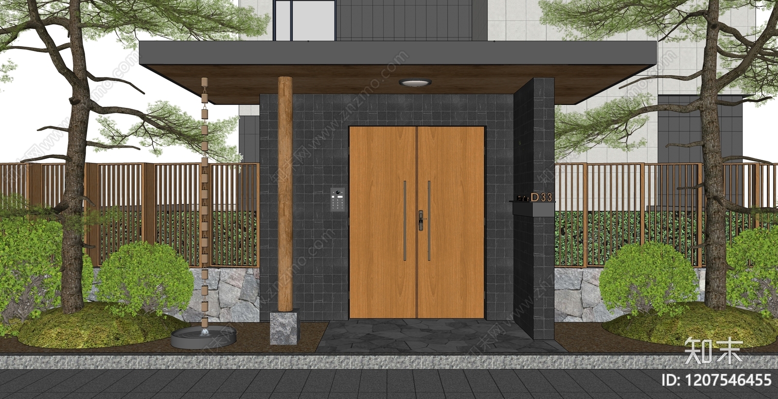 现代日式庭院小品SU模型下载【ID:1207546455】