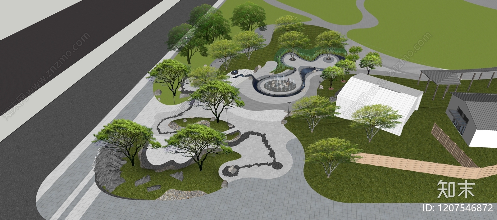现代景观公园SU模型下载【ID:1207546872】