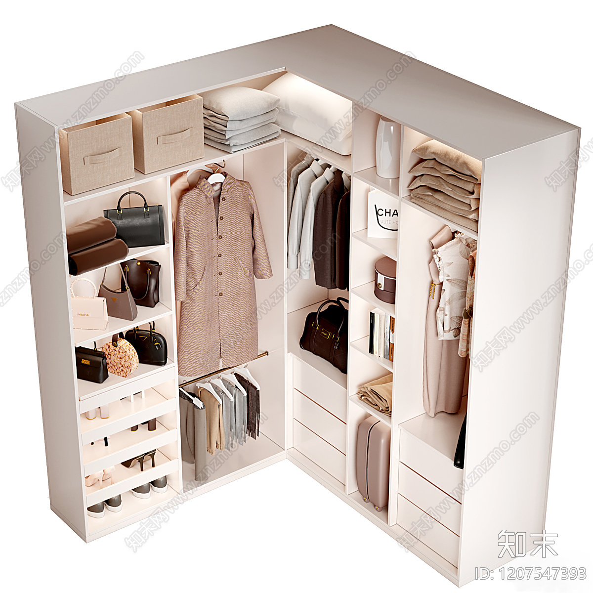 现代欧式衣柜3D模型下载【ID:1207547393】
