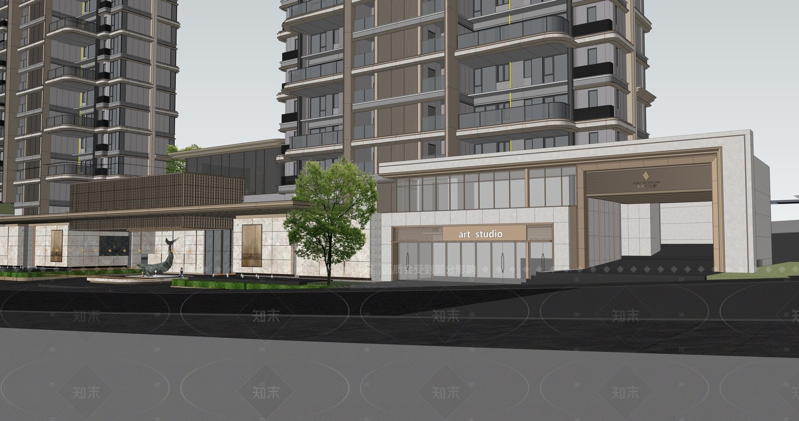 现代小区建筑SU模型下载【ID:1207566821】