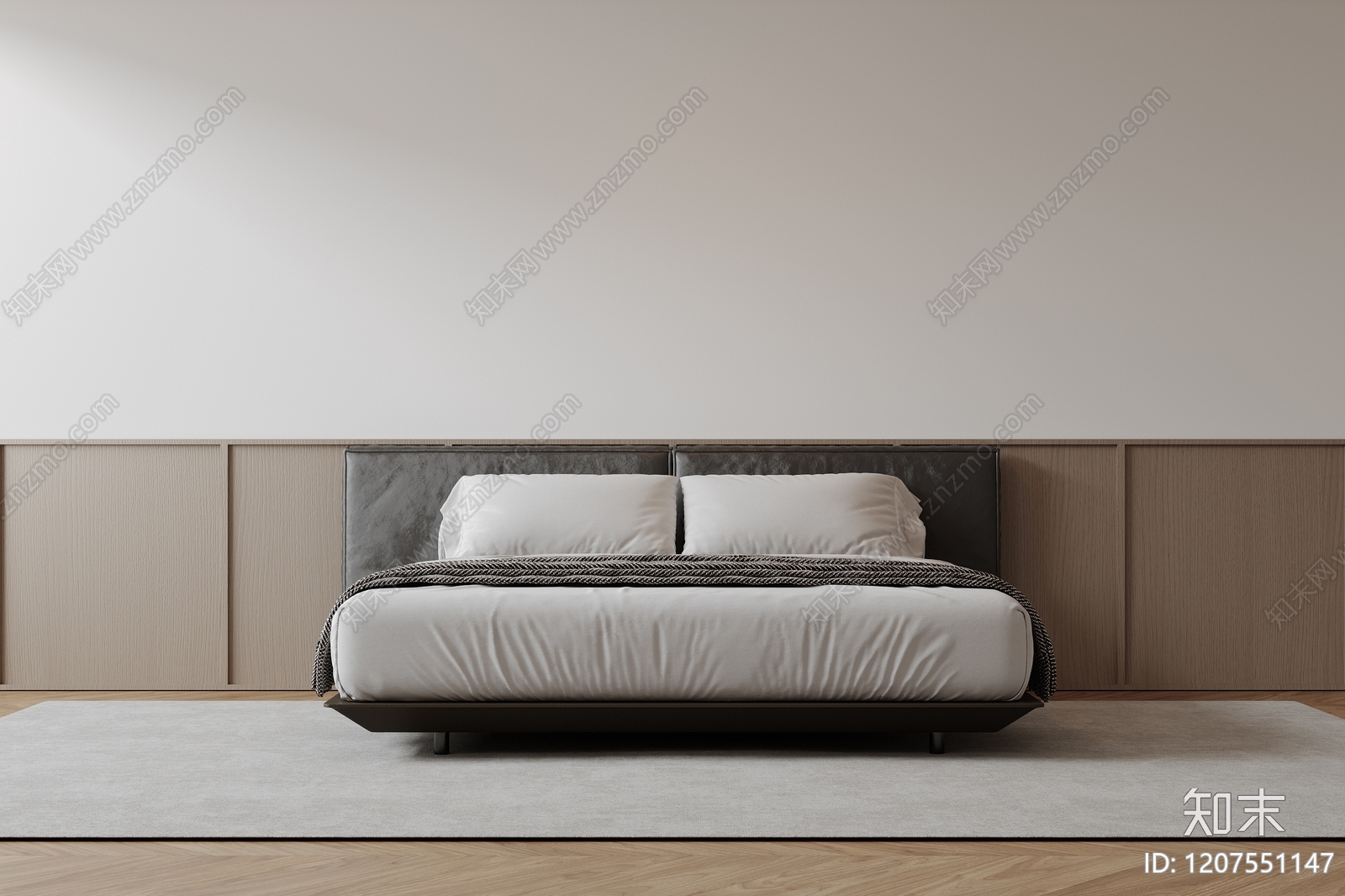 现代意式双人床3D模型下载【ID:1207551147】