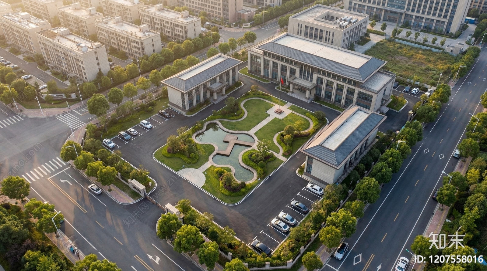 现代新中式市政厅SU模型下载【ID:1207558016】