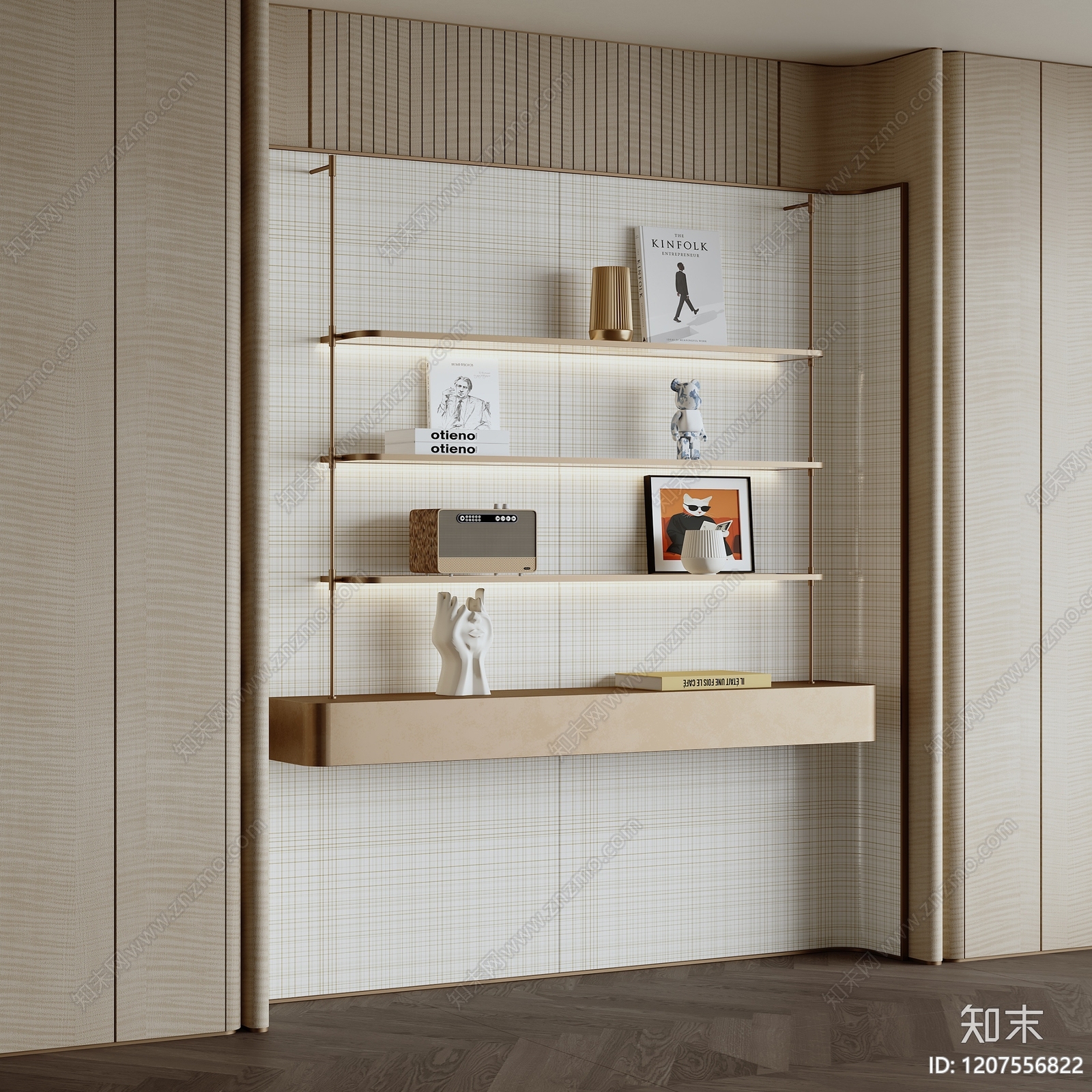 轻奢书柜SU模型下载【ID:1207556822】