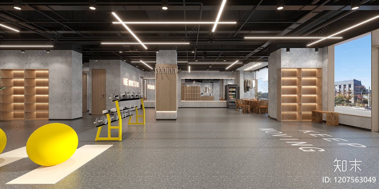极简工业健身房施工图下载【ID:1207563049】