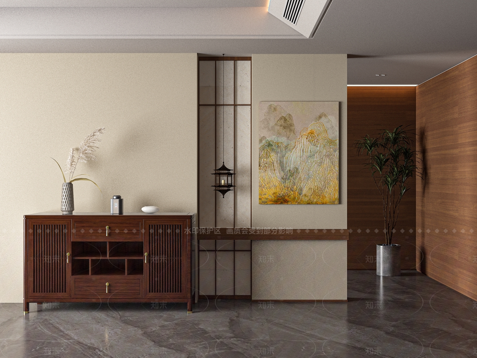 新中式玄关3D模型下载【ID:1207565189】