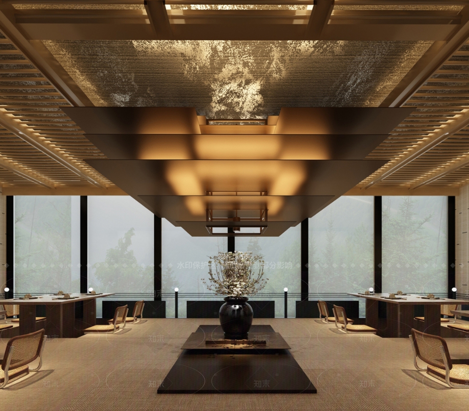 新中式日式日料店3D模型下载【ID:1207565416】