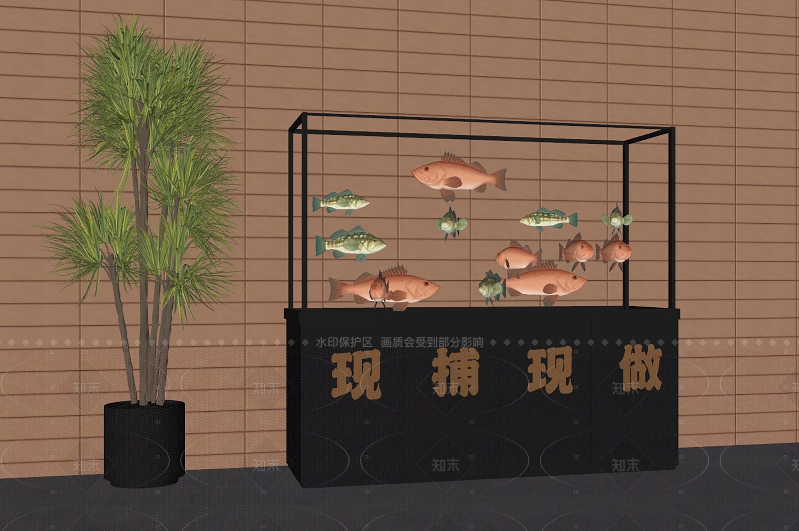 现代简约鱼缸SU模型下载【ID:1207568214】