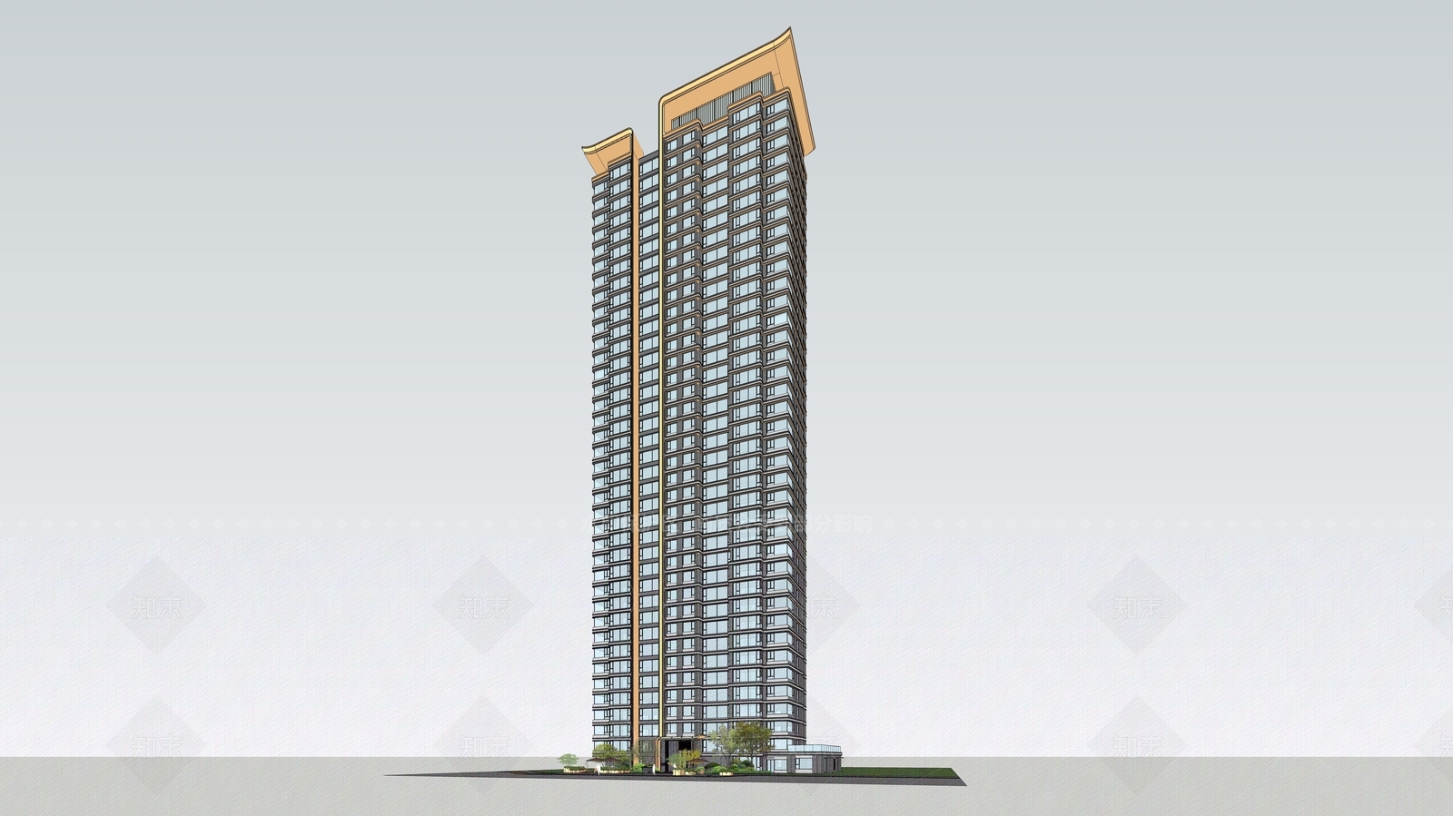 现代高层住宅SU模型下载【ID:1207665644】