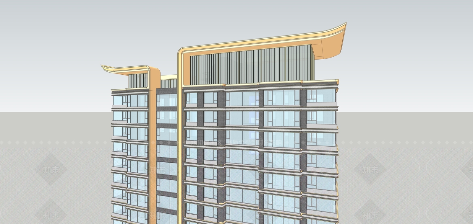 现代高层住宅SU模型下载【ID:1207665644】