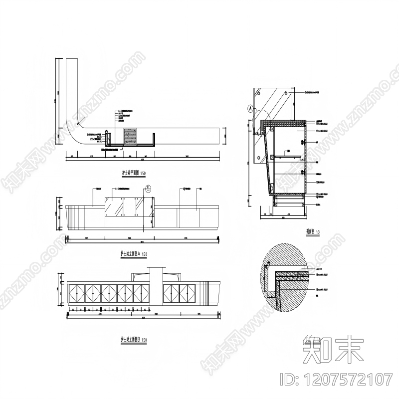 现代新中式窗节点cad施工图下载【ID:1207572107】